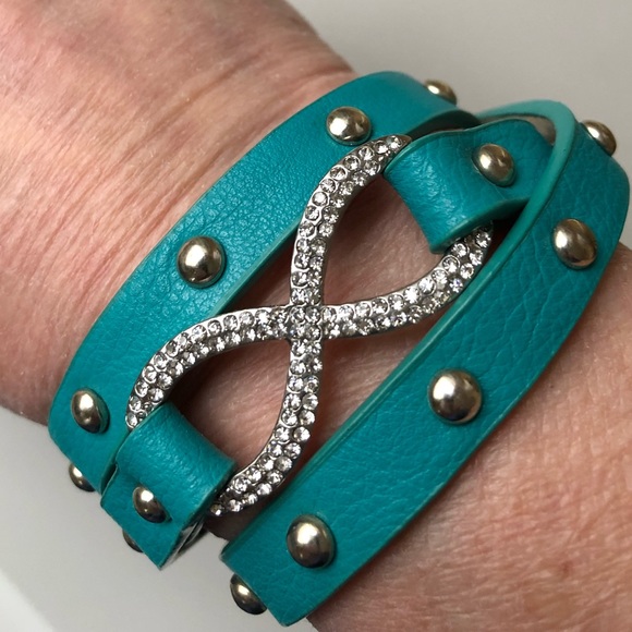 Aqua & silver wrap bracelet - Picture 4 of 6
